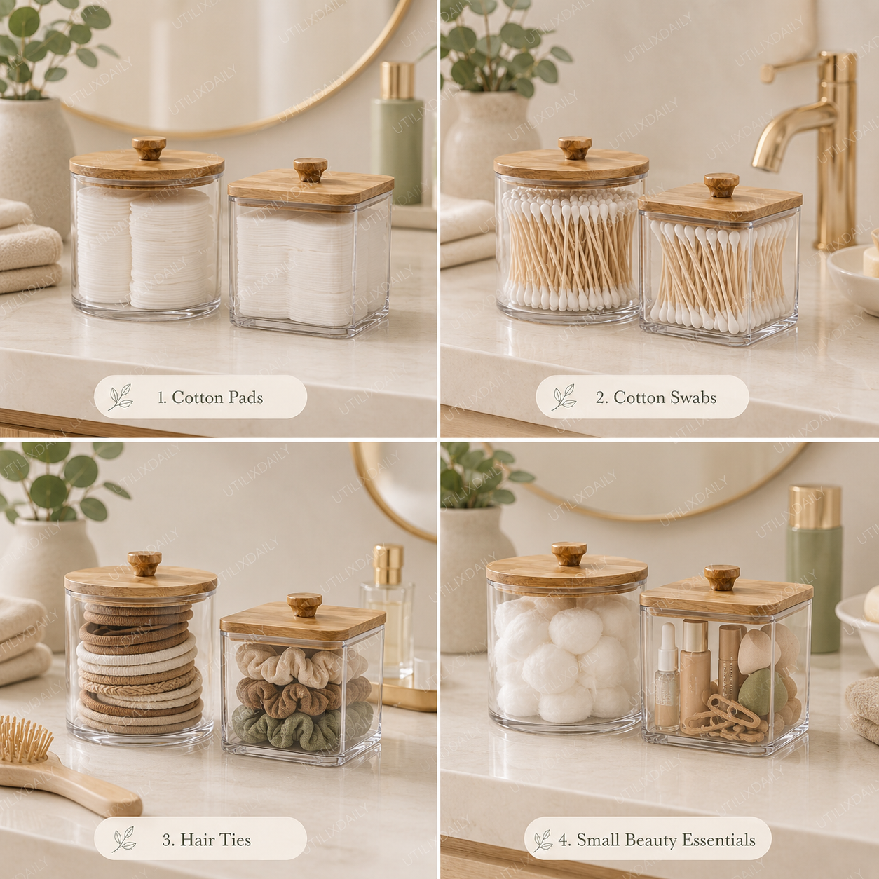 Four practical uses for a clear vanity organizer set